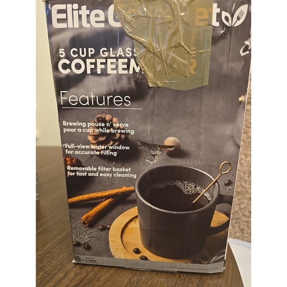 Elite 5-Cup Compact Coffeemaker Black Pause 'N Serve System Ground Coffee Maker - Picture 3 of 4